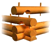 Соединение бревна с помощью нагелей