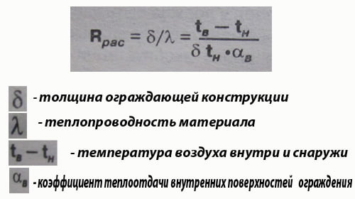 Формула расчета утеплителя